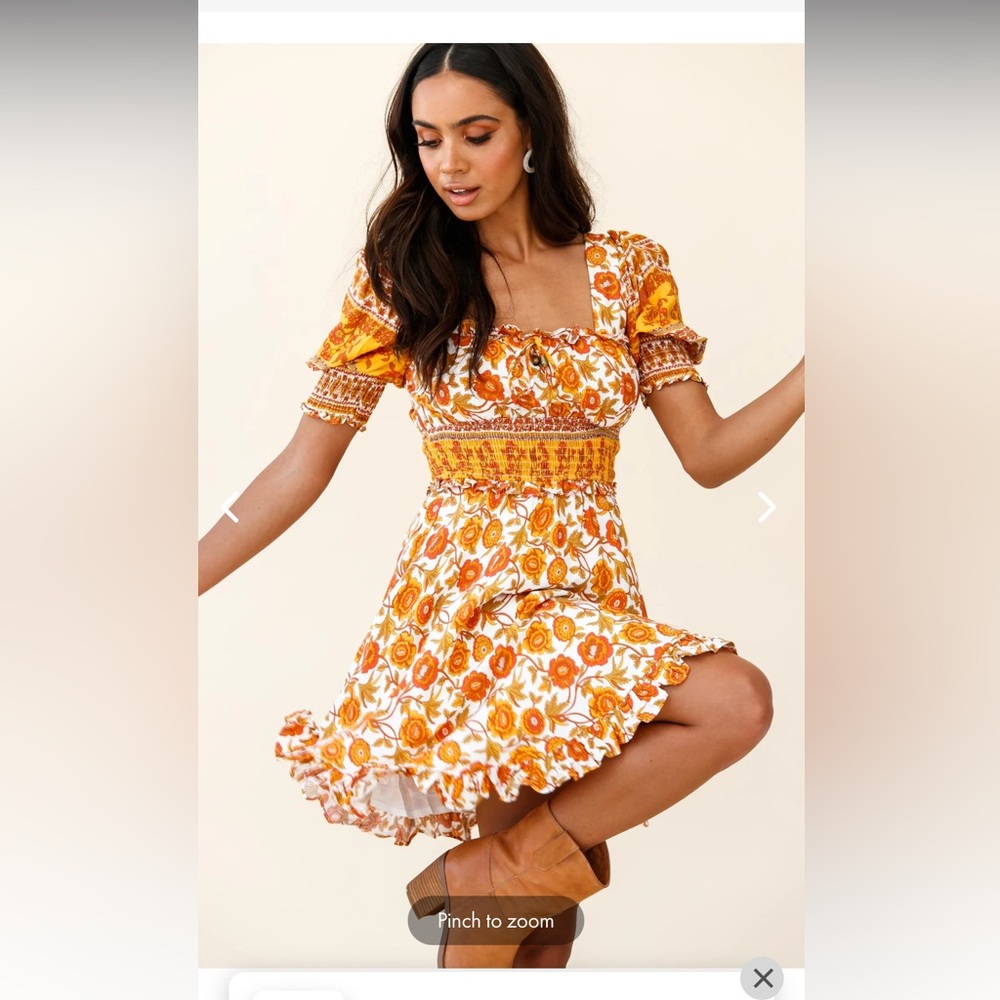Saints + Secrets - SUMMER IN PARIS PUFF SLEEVE OPEN BACK DRESS FLORAL PRINT